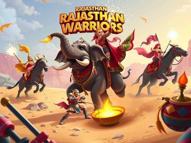 Rajasthan Warriors Clash gameplay showing player riding an decorated elephant in battle